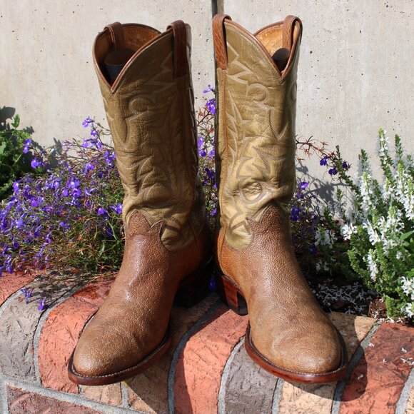 🐘 Tony Lama Tan Elephant Cowboy Boots | Men’s 10.5 D | Black Label - Picture 5 of 10